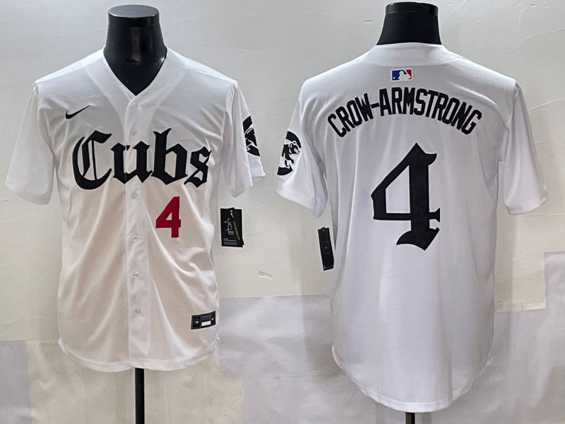 Men 2025 Chicago Cubs #4 Crow-Armstrong White Five generations Joint Name Nike MLB Jersey style 6->chicago cubs->MLB Jersey